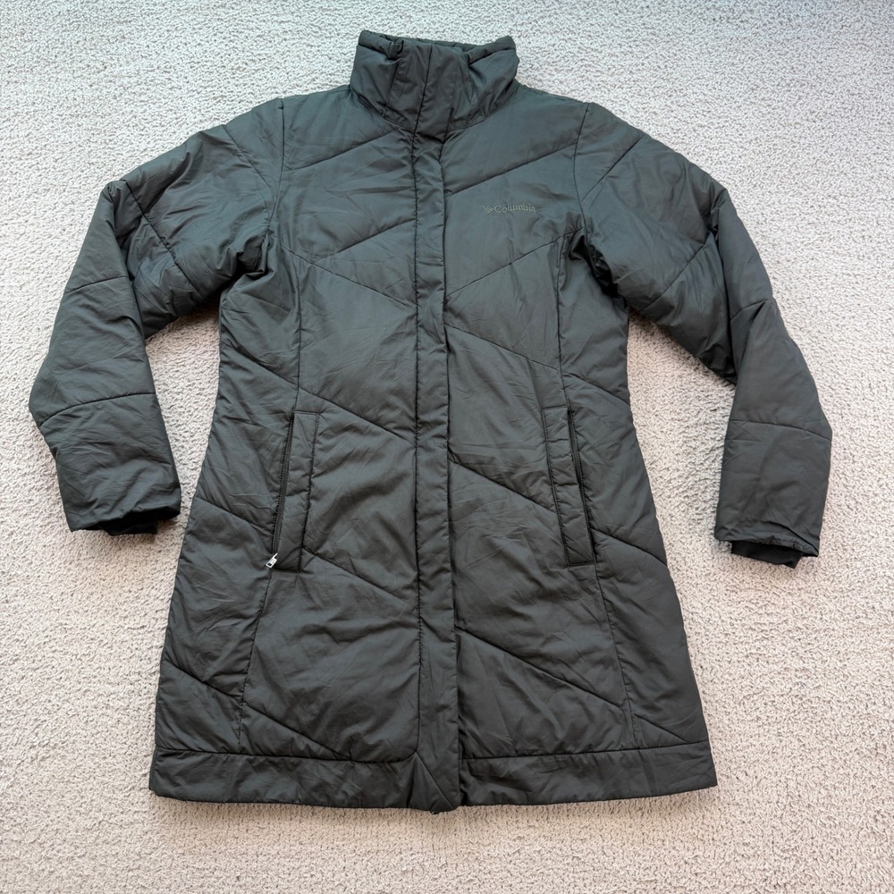 Columbia Womens Black Long Puffer Jacket Quilted Insulated Parka WL5073 Size S